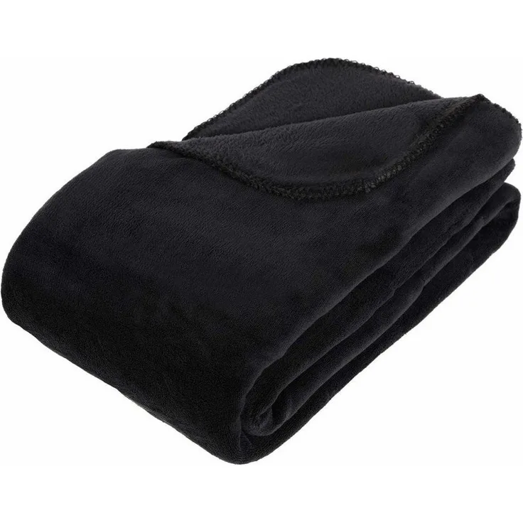 Atmosphera Createur d´interieur Fleecedecke, rechteckig 180x230 cm, schwarz, weiches Polyester, waschbar bei 30 Grad