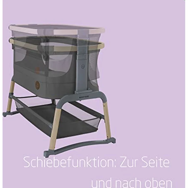 Maxi-Cosi Iora Air Beistellbett, Zustellbett, atmungsaktives Netzgewebe, Höhenverstellbar, Wiege mit Matratze, Eco Care, Geeignet ab Geburt, 0 Monate bis 9 kg, Beyond Graphite – Bild 8
