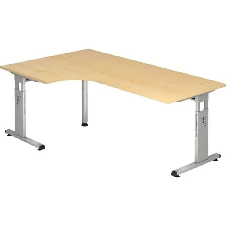 Winkeltisch OS82 C-Fuß 200x120cm 90° Ahorn Gestellfarbe: Silber
