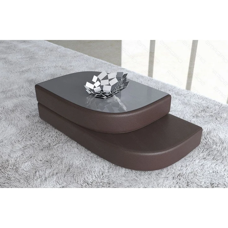 Sofa Dreams - Couchtisch Bari aus Leder – Eleganz & Stil - Kunstleder - Dunkelbraun – Bild 5