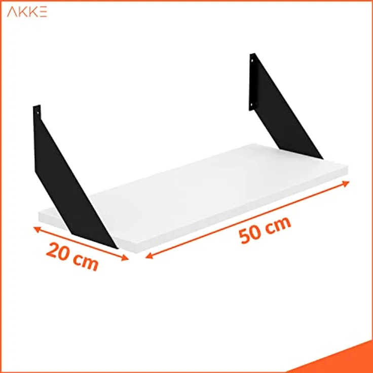 AKKE Wandregal, Hängeregal FLAT modern mit schwarzen Befestigungen 2mm PVC LOFT – Bild 3