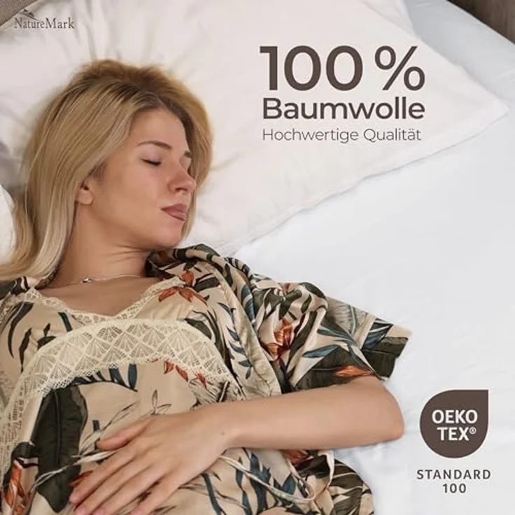 Betttuch/Bettlaken/Haustuch 250x150 cm weiß von Green Mark Textilien® 100% gewebte Baumwolle – Bild 2