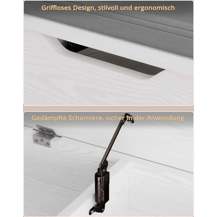 IRONCK Schuhbank mit Sitzfläche, Sitzbank mit Stauraum, Schuhschrank, offene Fächer, Metall Rahmen, Kunstleder, 130kg belastbar, Schuhregal für Eingang,Flur,Wohnzimmer,Schlafzimmer (Weiß) – Bild 9