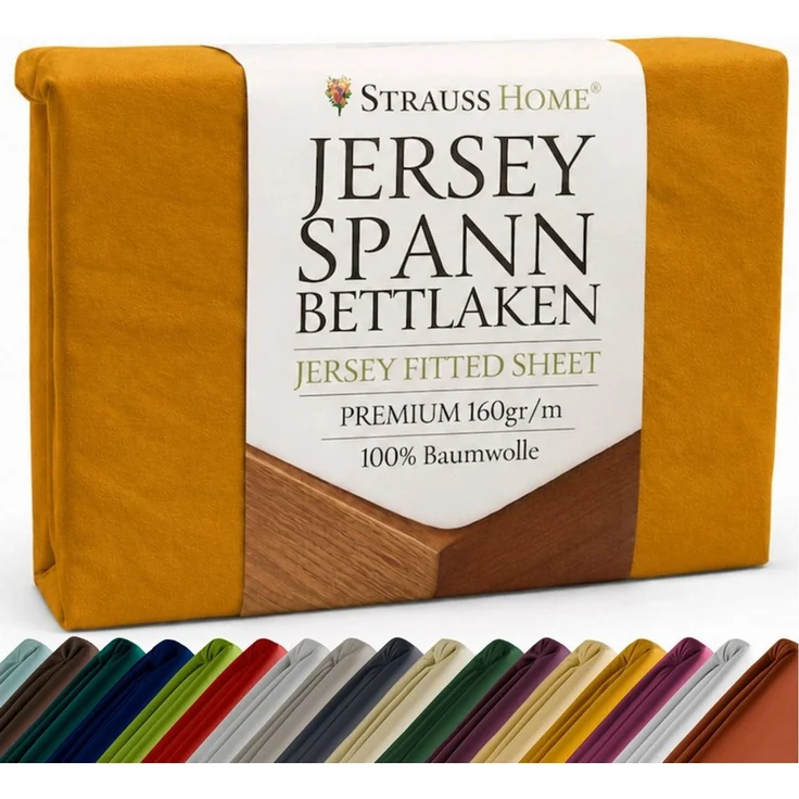 Strauss Home Spannbettlaken Premium, Gummizug: Rundumgummi, 150gr/m2 Premium Jersey 100% Baumwolle – Bild 5