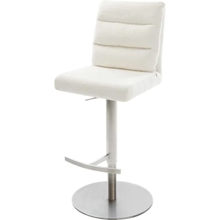 Barstuhl Pela-Flex Bouclé Soft Beige Drehfuß höhenverstellbar Edelstahl Silberfarben – Bild 1