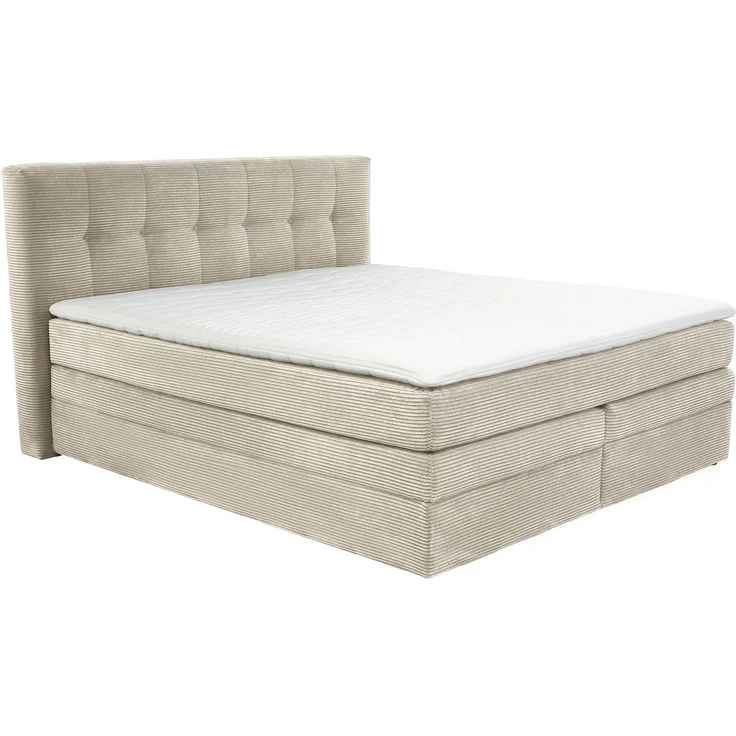 Boxspringbett 180x200 cm H3 Federkernmatratzen Bonell Topper in Cord Beige Grau – Bild 1