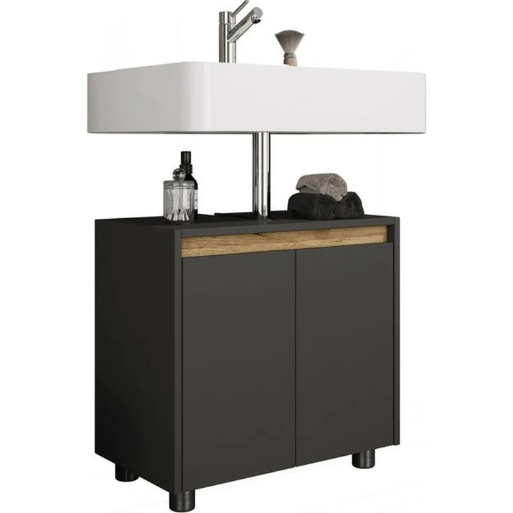 VCM Badmöbel Waschbeckenunterschrank Cosila 921838 Anthrazit / Honig-Eiche H. 55 x B. 57 x T. 33 cm – Bild 4
