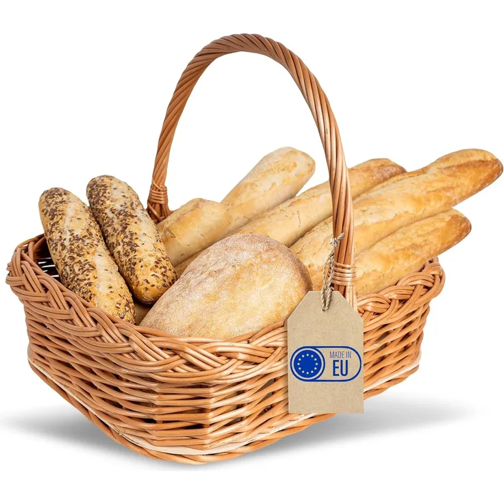 Creative Home Tablett Weidentablett Korbtablett mit Henkel, Boden aus unbehandeltem