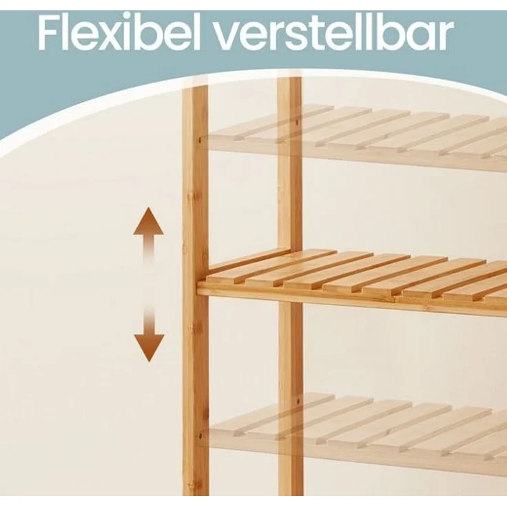 SONGMICS Badezimmerregal, Badregal, Küchenregal, Schuhregal mit 6 Ebenen, Standregal aus Bambus, 26 x 60 x 160,9 cm, für Bad, Wohnzimmer, Flur, Küche – Bild 3