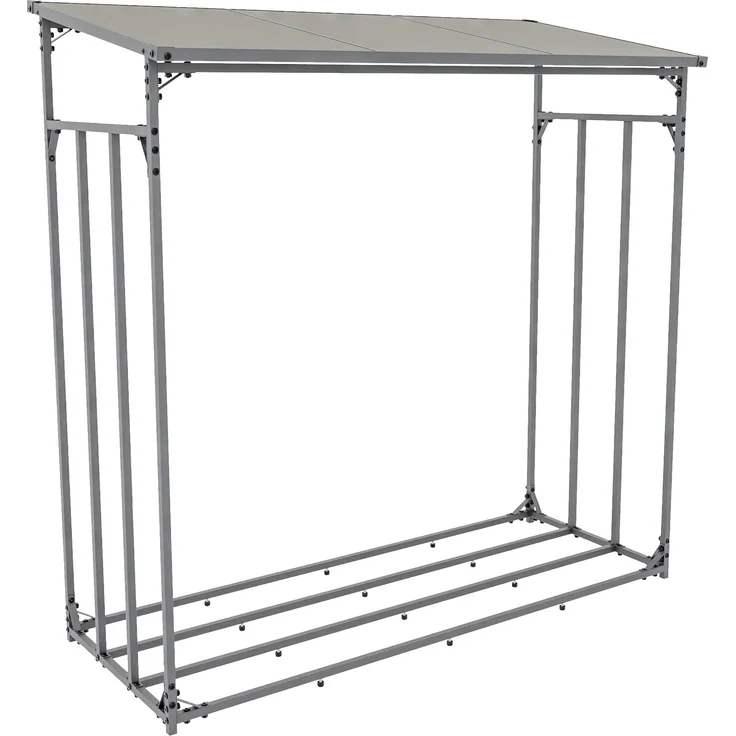 DELUKE® Kaminholzregal aussen mit Abdeckung HEOD - für Feuerholz Brennholzregal aussen Kaminholzunterstand Kaminholzständer draussen Feuerholzregal aussen, 70x165x165, Aluminium, Ohne Plane – Bild 4