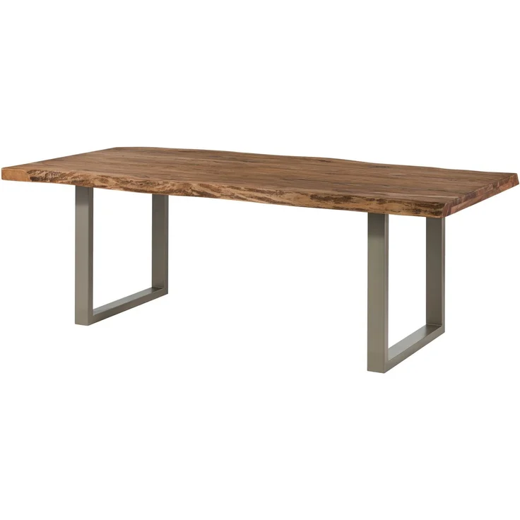 Baumtisch Sheesham 180x90x77 natur gebeizt / U-Beine silber matt FREEFORM 5 – Bild 1