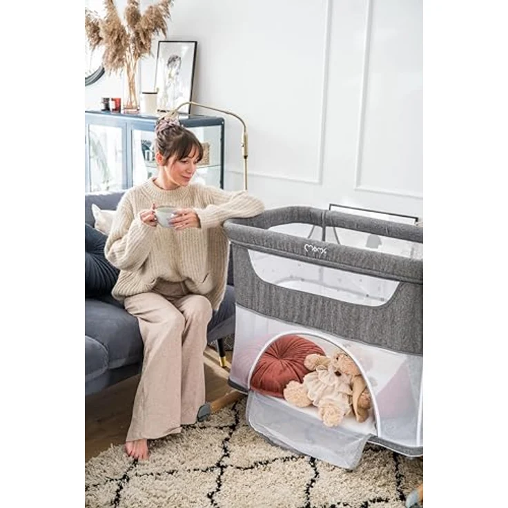 Momi SMARTBED 4-in-1 Kinderbeistellbetten bis 15 kg, Beistellbett für Babys mit Matratze, Höhenverstellbar – Bild 15
