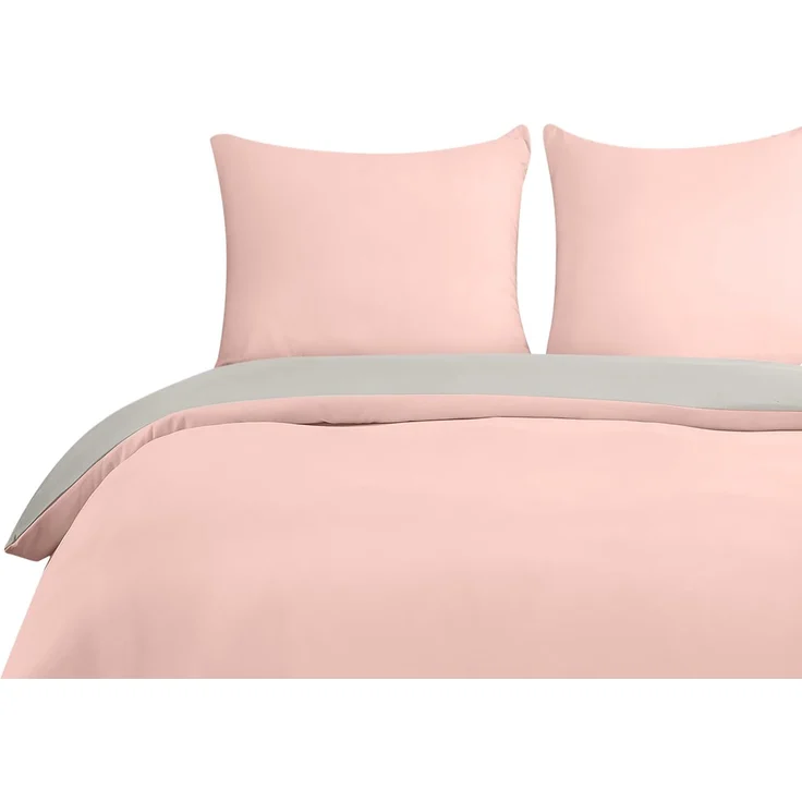 Utopia Bedding Bettwäsche 200x200 Set - Mikrofaser Bettbezug 200x200 cm + 2 Kissenbezüge 80x80 cm - Grau/Rosa – Bild 6