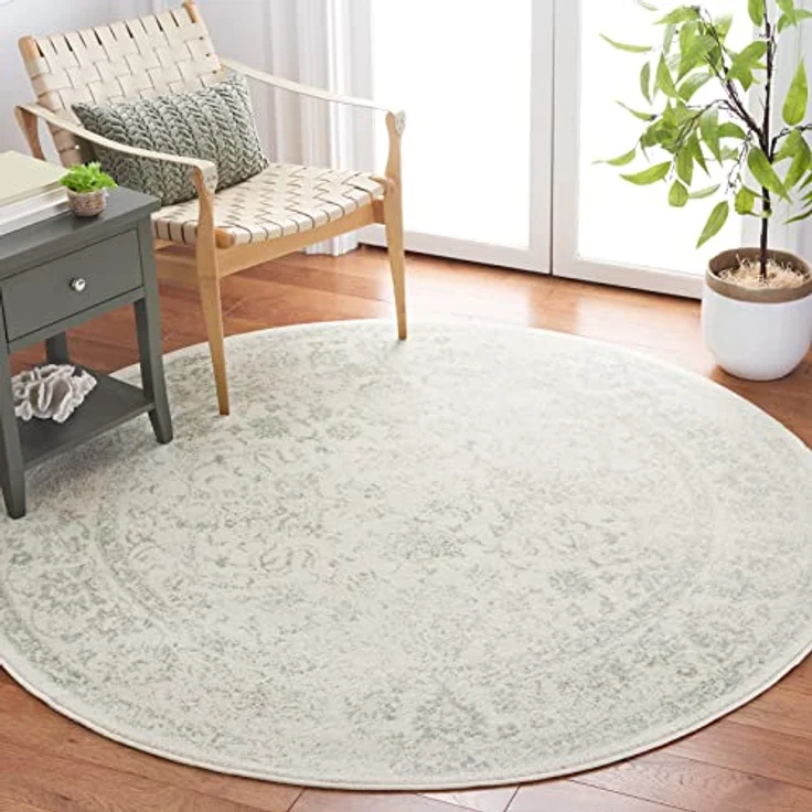 Safavieh Runder Teppich 152 cm Rund - Adirondack Collection - Transitional Design, Elfenbein & Salbei, Pflegeleichte Synthetikmischung, Ideal für Wohnzimmer, Schlafzimmer, Büro – Bild 7