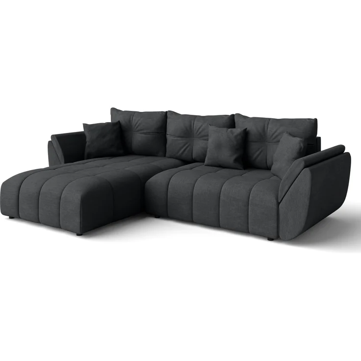 AX LIVING L Form Ecksofa dunkelgrau Verciani Schlaffunktion Bettkasten – Bild 2