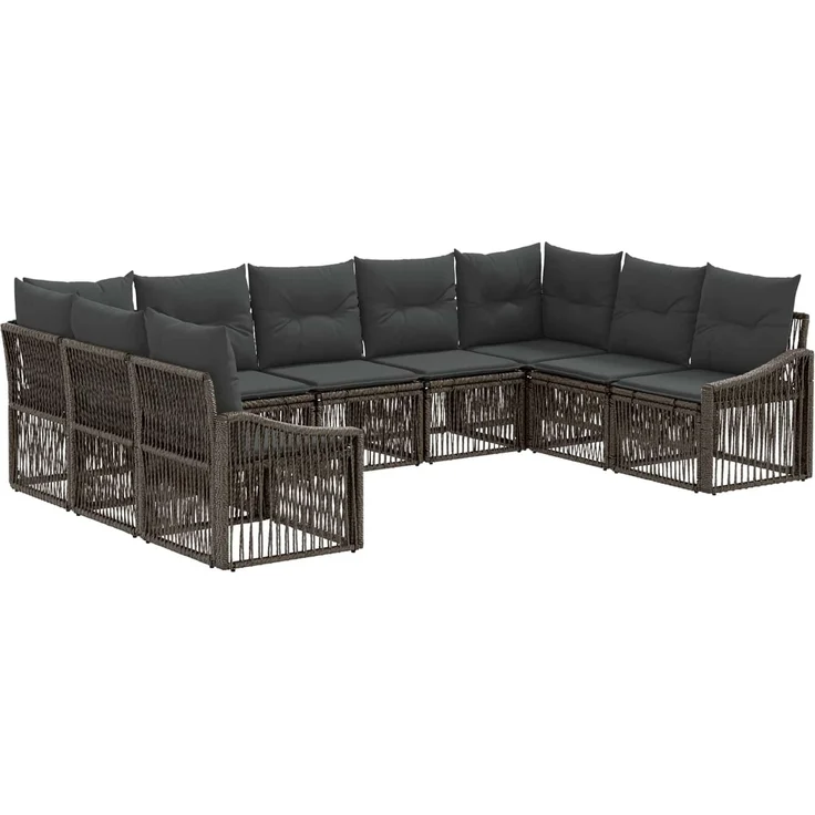 vidaXL Gartensofa-set 9 stk. 9-Sitzer Grau Poly-Rattan 3436109 – Bild 2