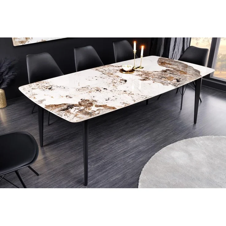 riess-ambiente Esstisch MILANO 180cm weiß-braun / schwarz (Einzelartikel, 1-St), Keramik · Naturstein-Design · Metall · bis 8 Personen · Modern – Bild 2