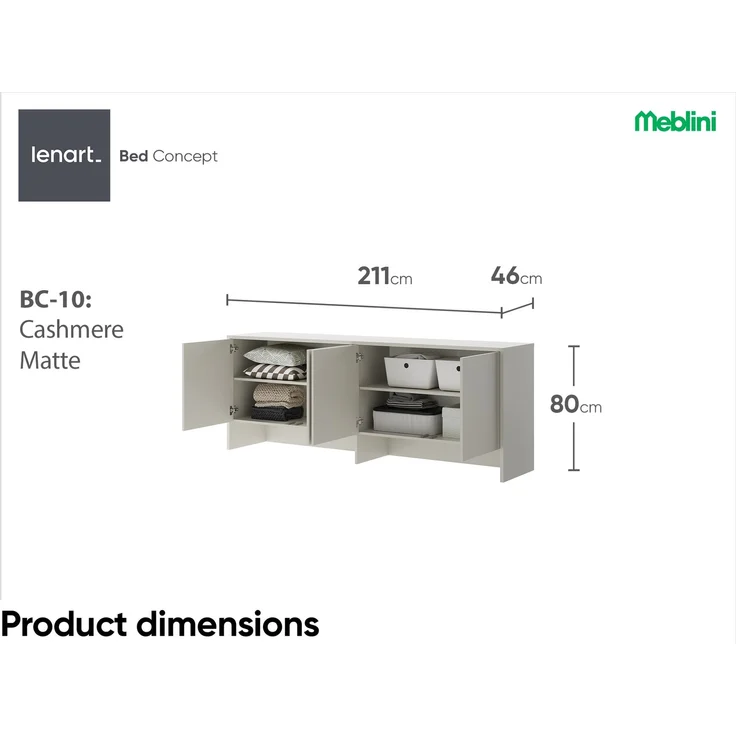 MEBLINI Hängeschrank BC-10 für 120x200 Horizontal Schrankbett - Kaschmir - 211x80x46cm - Wandschrank mit Ablagen und Fächern - Wandregal – Bild 7
