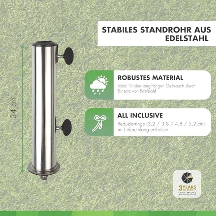 Doppler Standrohr für Granitsockel bis 60 mm, silber – Bild 2