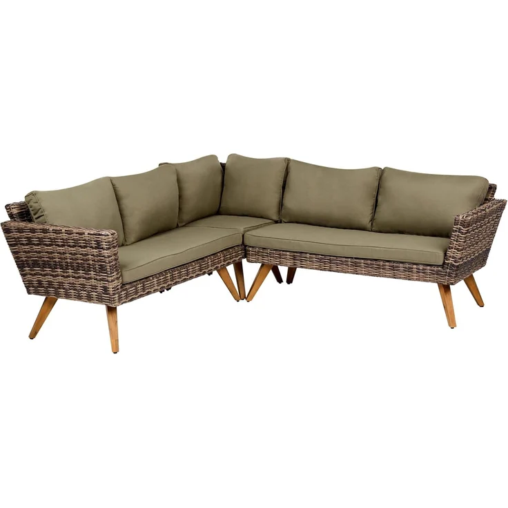 Garten Ecksofa mit Tisch 6-Sitzer VITTORIA Polyrattan Olivgrün – Bild 5
