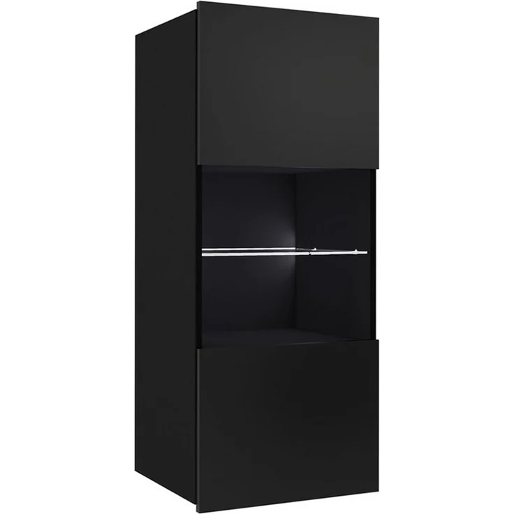 Lomadox Wohnwand CAIRNS-132, (6-St, Stauraumschrank Lowboards), in schwarz & weiß Hochglanz, inkl. LED-Beleuchtung, grifflos – Bild 1