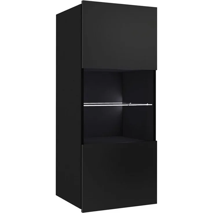 Lomadox Wohnwand CAIRNS-132, (6-St, Stauraumschrank Lowboards), in schwarz & weiß Hochglanz, inkl. LED-Beleuchtung, grifflos