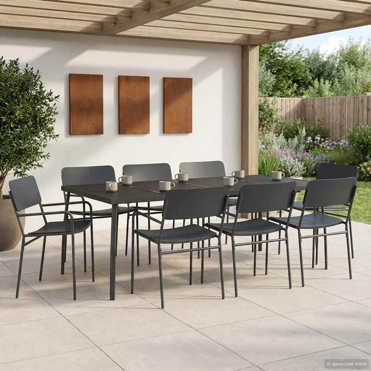 vidaXL Essgruppe 7 stk. Anthrazit 200 x 100 x 72 cm Stahl 3422864 – Bild 1