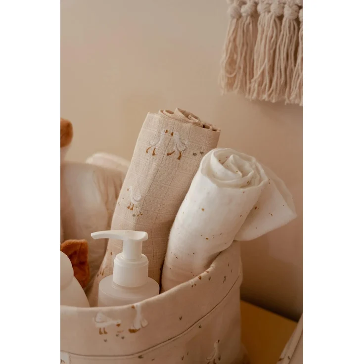 Little Dutch Aufbewahrungskorb Korb Aufbewahrung Körbchen Wickeltisch Organizer Box Großer Korb - Kinderzimmer Badezimmer - Little Goose - Newborn Naturals beige – Bild 3