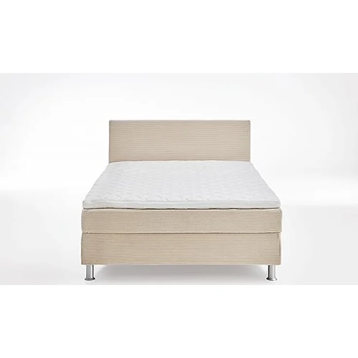 ATLANTIC home collection Boxbett inklusive Rost und Federkernmatratze, Stoff, Creme, 120x200 cm – Bild 4