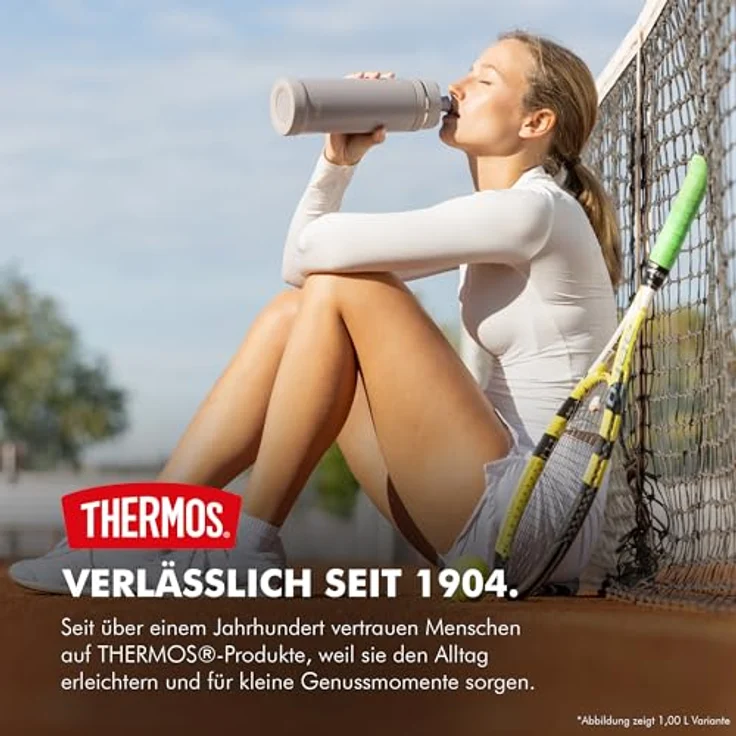 Thermos ULTRALIGHT MAX BOTTLE Trinkflasche 1 L, doppelwandige Edelstahl-Isolierung, auslaufsicher, ultraleicht, 24h kalt, 12h heiß, schwarz – Bild 2