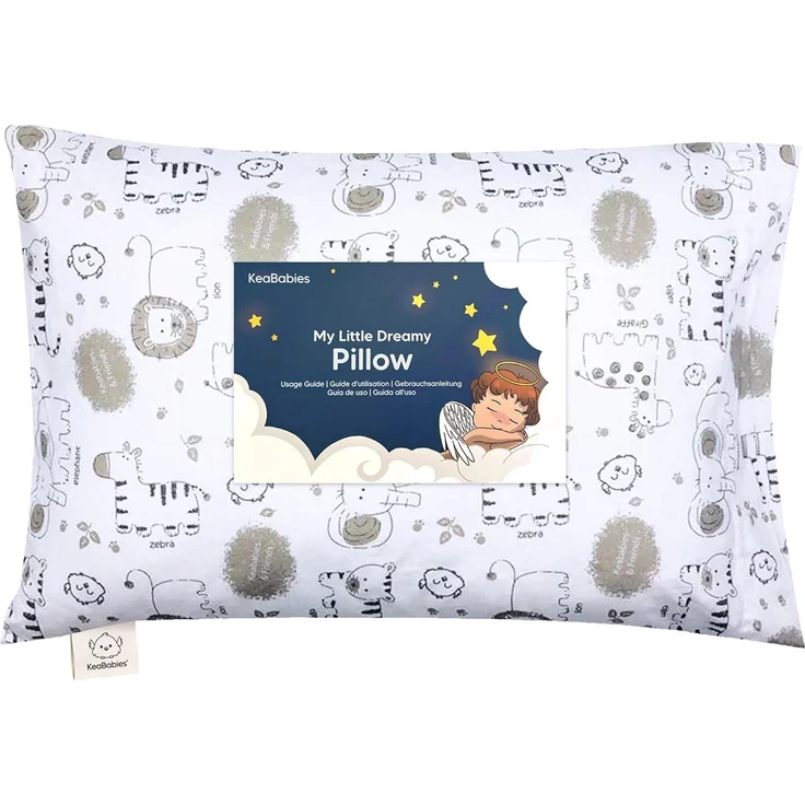 Kopfkissen Kleinkind mit Kissenbezug - Weich Bio Baumwolle Kissen Kinder zum Schlafen - Waschbar Kleinkind Kopfkissen - Kinderkopfkissen für Kleinkinder (KeaSafari) – Bild 1