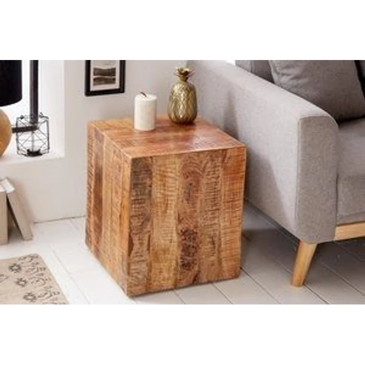 riess-ambiente Beistelltisch FACTORY 40cm natur, Nachttisch · Massivholz · Hocker · mit Rollen · Industrial · Mangoholz – Bild 6