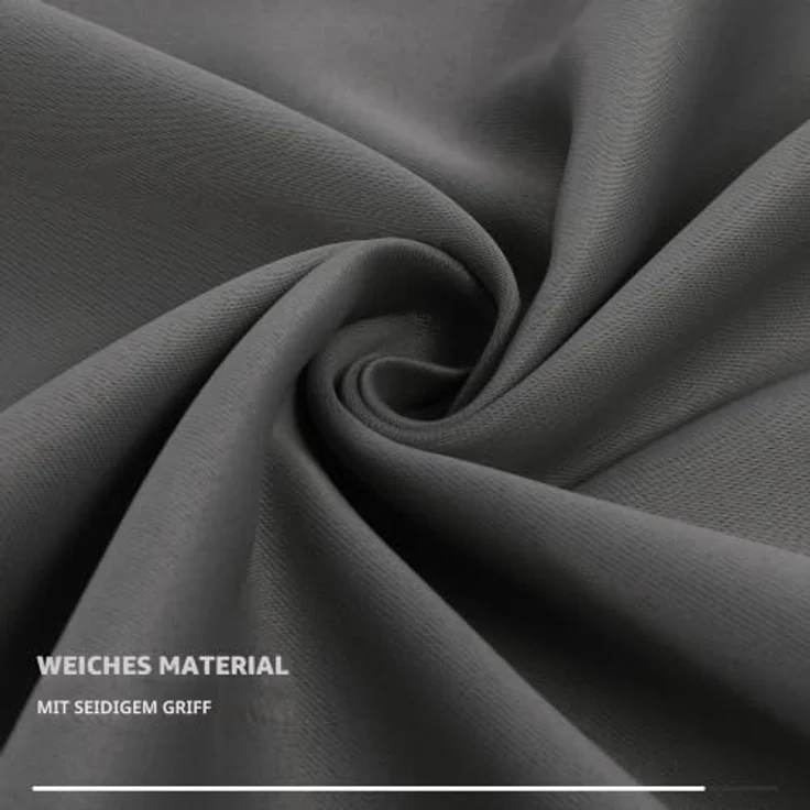 Deconovo Extra Breiter Verdunkelungsvorhang Wohnzimmer Raumtrenner Hellgrau | 1 Stück, H242 x B254 cm, Ösenschal, Hitzeschutz, Abdunkelnd, Sichtschutz, UV-Schutz, Fenster Schlafzimmer, Blackout Curtain – Bild 6