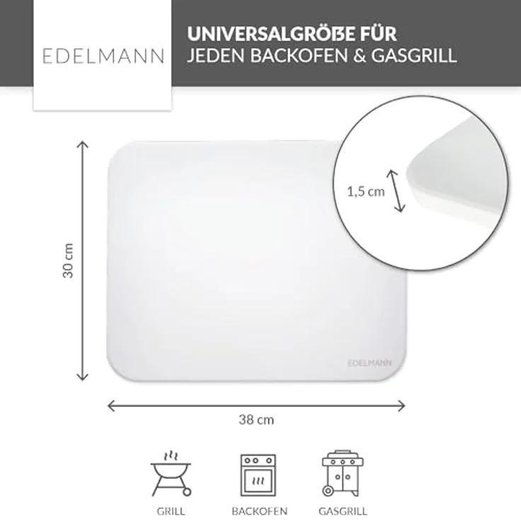 Edelmann Pizzastein Backofen & Gasgrill 3er Set + Pizzablech + Pizzaschneider – Bild 3