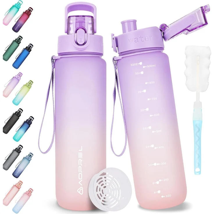 AOPREL Trinkflasche 1l BPA-frei Tritan Kohlensäure geeignet lila rosa体Verlauf – Bild 1