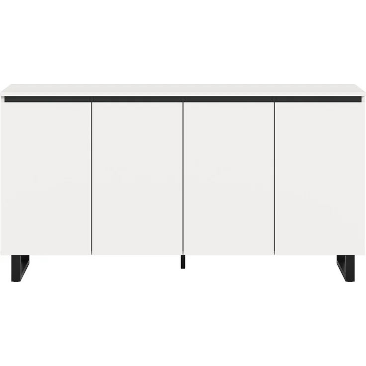 Sideboard B/H/T: 160x84x36 cm in weiß Melamin und schwarz – Bild 2