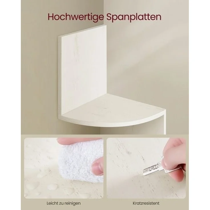 Vasagle Eckregal, Wandregal 5 Ebenen, Schweberegal für Bücher, Bücherregal, Pflanzenregal für Schlafzimmer, Wohnzimmer, Badezimmer, Homeoffice, vintageweiß，LBCDE072W02 – Bild 3