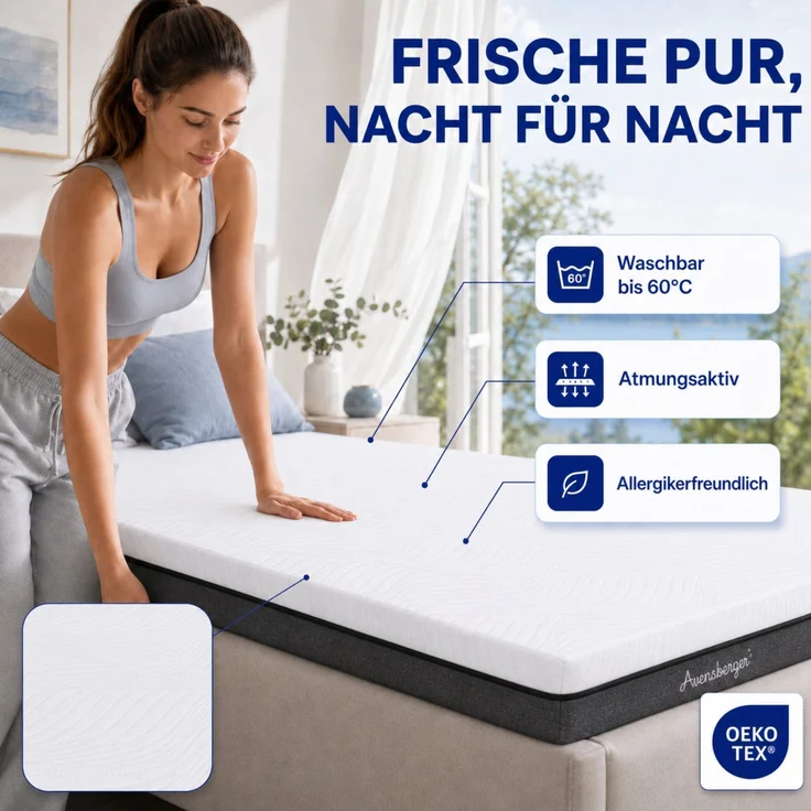 ARENSBERGER SARA Gelschaum Matratze 160x200 cm – 16 cm NANOCELL® Gel-Schaum – H3 Härtegrad – Atmungsaktiv – Abnehmbarer Bezug 240g/m² – Bild 5