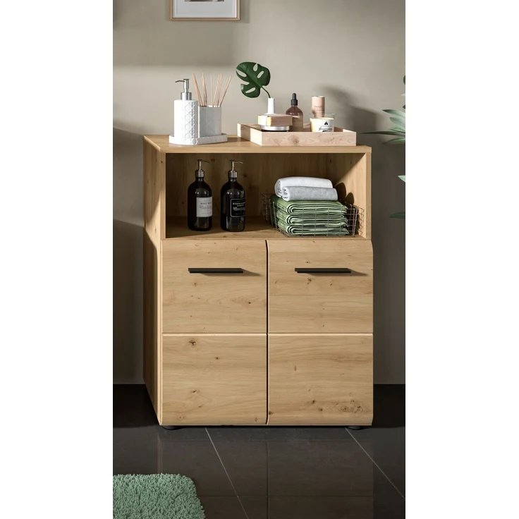 Standschrank breit (B/H/T: 60x80x30 cm) in Artisan Oak Nachbildung und Artisan Oak Nachbildung – Bild 6