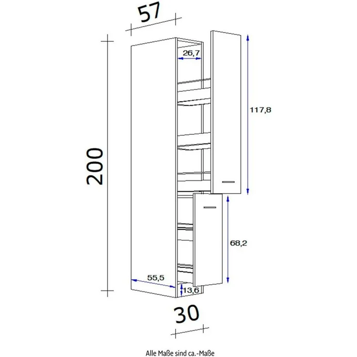 Flex-Well Apothekerschrank Morena (B x H x T) 30 x 200 x 57 cm, mit 5 Ablagen – Bild 3
