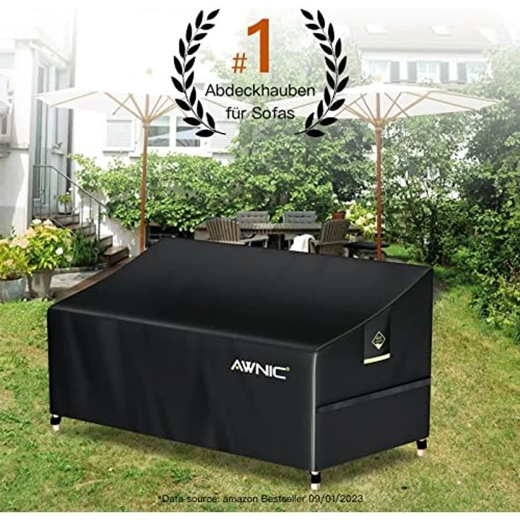Awnic Abdeckung für 2 Sitzer Lounge Sofa Outdoor Rattansofa Abdeckung Schutzhülle für Gartensofa Wasserdicht 420D Polyester 160 x 85 x 61/71cm – Bild 8