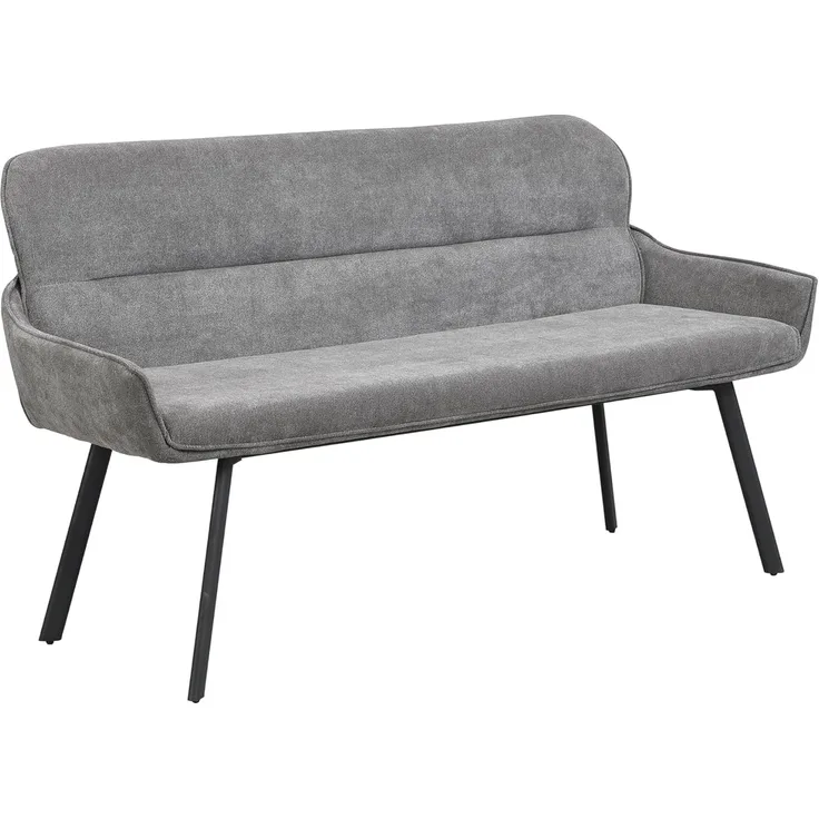 byLIVING Bank RICO/Webstoffbezug, Gestell in schwarz/Taschenfederkern, aufgedoppelter Rücken/Esszimmerbank, Sitzbank/B 140 x H 90 x T 62 cm (Dunkelgrau)