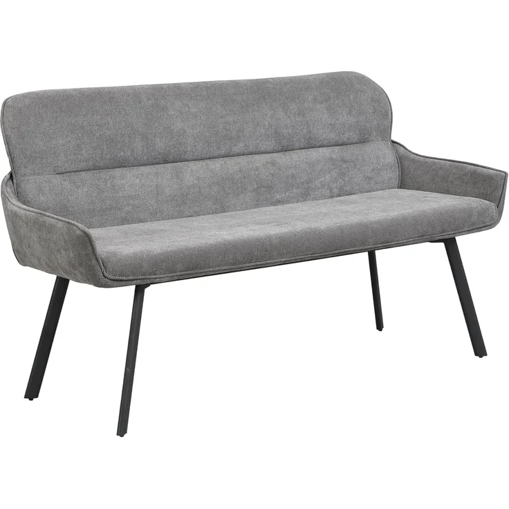 byLIVING Bank RICO/Webstoffbezug, Gestell in schwarz/Taschenfederkern, aufgedoppelter Rücken/Esszimmerbank, Sitzbank/B 140 x H 90 x T 62 cm (Dunkelgrau)