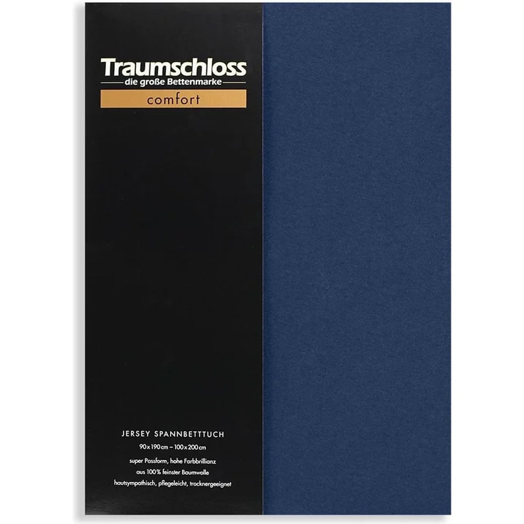 Traumschloss Spannbettlaken Comfort, Jersey, Marine, 90-100x200, 100% Baumwolle – Bild 1