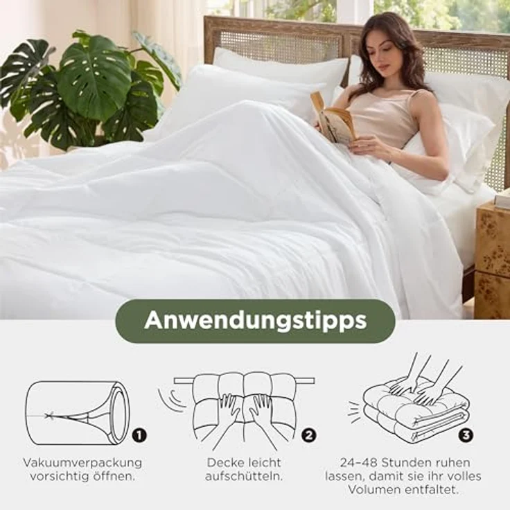 BEDSURE Sommerdecke 135x200 Dünne Sommerbettdecke - Bettdecke für Sommer | Microfaser Sommer Steppdecke für Allergiker Waschbar Hypoallergen Atmungsaktive Anschmiegsam OEKO-TEX zertifiziert, Weiß – Bild 7