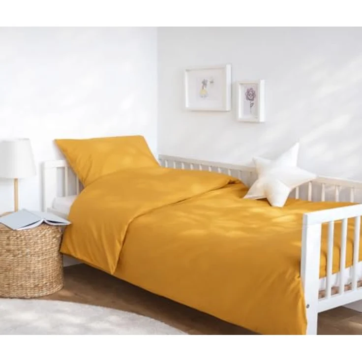 Loolay Bettwäsche SENFGELB Gelb Babybettwäsche Kinderbettwäsche Jugendbettwäsche, Alle gängigen Bettgrößen für Kinder, Jugend und Erwachsene! – Bild 3