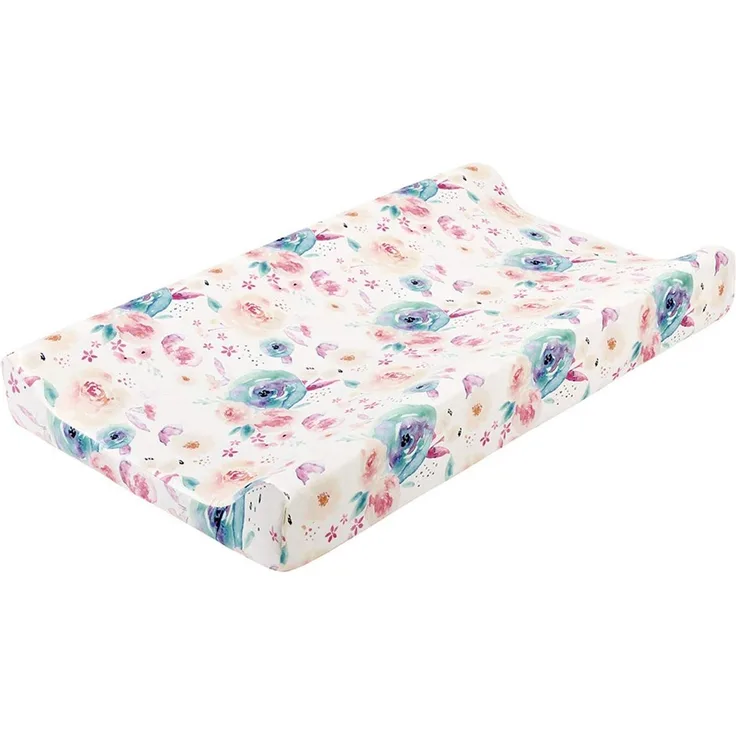 SH-RuiDu Wickelunterlage, superweich, atmungsaktiv, mit Blumenmuster, Wickelunterlage für Kleinkinder, für Jungen und Mädchen (Aquarellblume)
