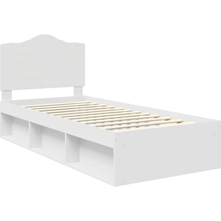 vidaXL Bettrahmen mit Kopfteil Weiß 90 x 190 cm Massives Kiefernholz 3413362 – Bild 3