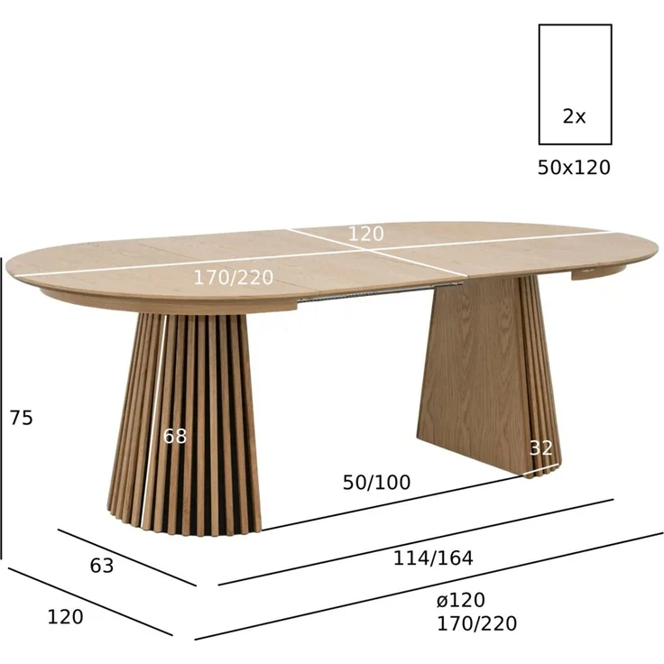Esstisch Gobens Ausziehbar Ø120-220 cm Eiche Natur - Flexibler Holztisch – Bild 4