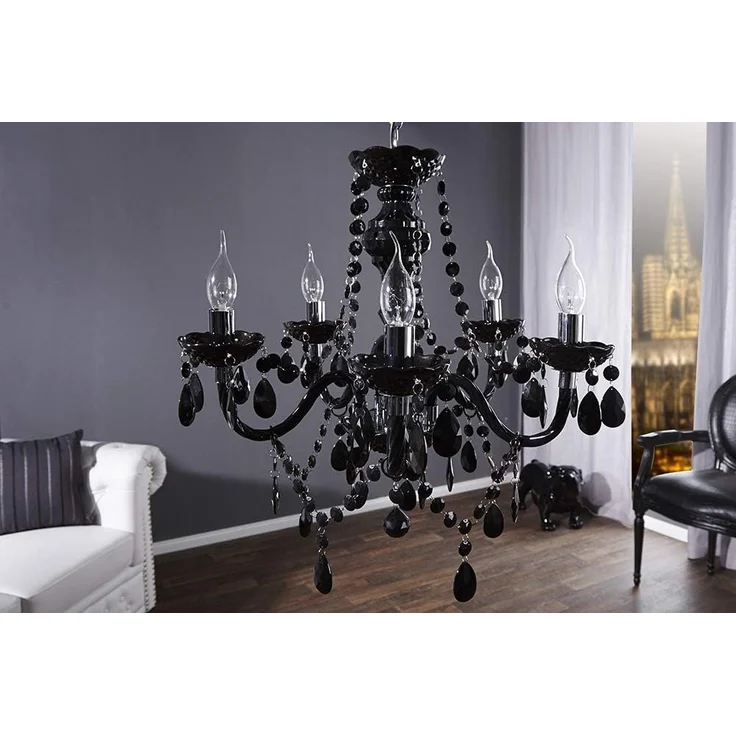 riess-ambiente Kronleuchter BLACK CRYSTAL 55cm schwarz, ohne Leuchtmittel, Hängelampe · Wohnzimmer · Acryl · Schlafzimmer · Barock Design – Bild 7